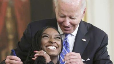 Simone Biles and Joe Biden (Medal of Freedom) - Getty
