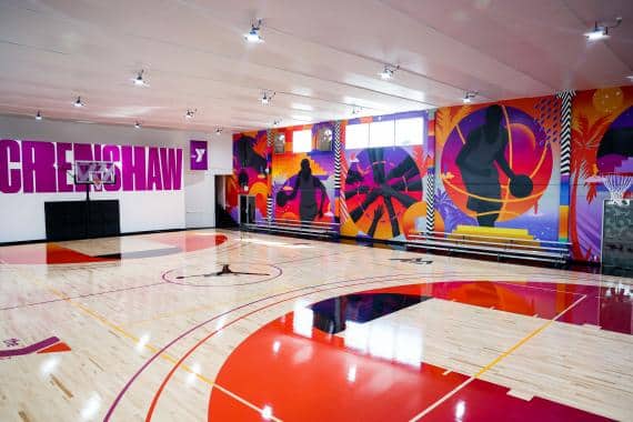 Renovated basketball court at YMCA Crenshaw