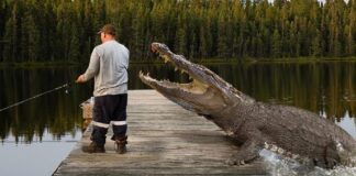Alligator & man fishing - YouTube screenshot