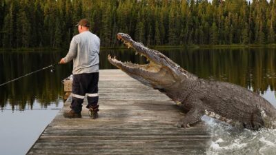 Alligator & man fishing - YouTube screenshot