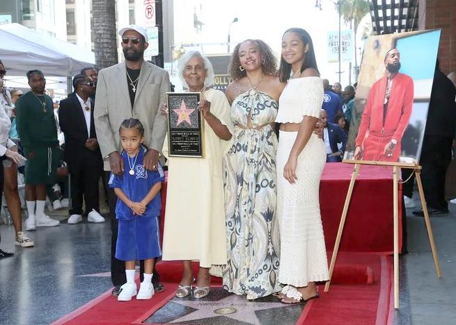 Nipsey Hussle family at Walk of Fame ceremony