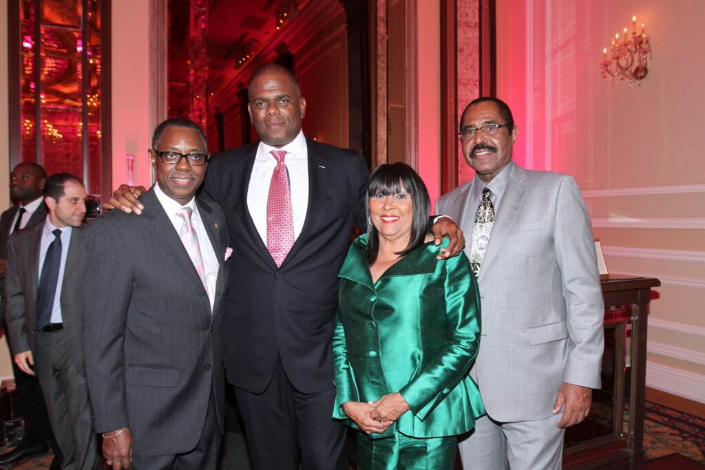 The 2015 Living Legends Awards Gala (Left to Right: Chairman David C. Linton, Living Legends Honorees Jon Platt (2008), Brenda Andrews (1997), and founder Ray Harris at the Taglyan Complex in Hollywood, CA. (Photo Credit: Courtesy of the Living Legends Foundation)