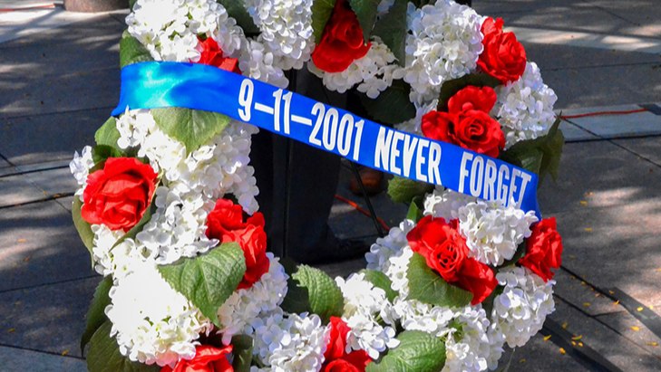 A wreath in remembrance of law enforcement officers who died because of the 9/11 terror attacks. (Photo/National Law Enforcement Memorial Fund)
