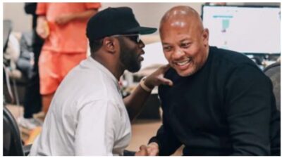 Diddy and Dr. Dre in studio