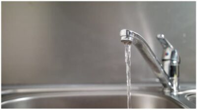 water running from faucet