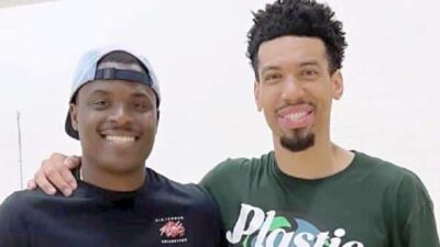 NBAer Danny Green (right) with NBA fan