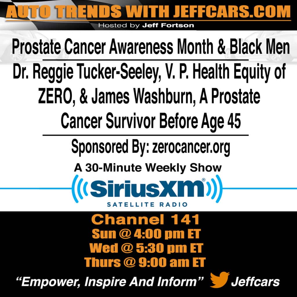 Auto Trends with JeffCars.com Prostate Cancer SiriusXM 2022 Banner