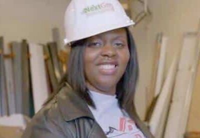 Letitia Hanke (with safety helmet)