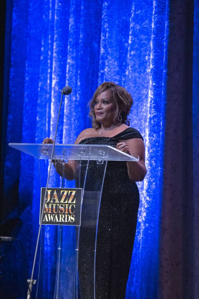The Jazz Music Awards at the Cobb Energy Performing Arts Center in Atlanta, GA. Creator and executive producer Wendy F. Williams gives welcome and opening remarks. (Photo Credit: Julie Yarbrough)