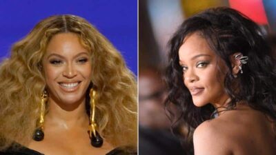 Beyoncé-Rihanna (Chris Pizzello-AP-Valerie Macon-AFP-Getty Images)