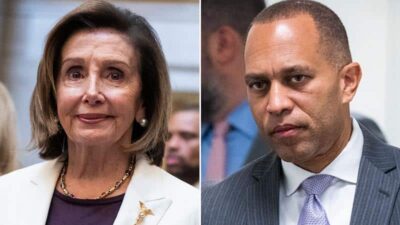 Nancy Pelosi and Hakeem Jeffries (Tom Williams-CQ Roll Call-AP)
