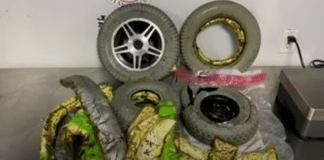 woman smuggles drugs in wheels of wheelchair