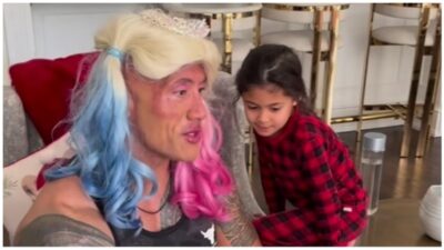 Dwayne Johnson with his daughters.