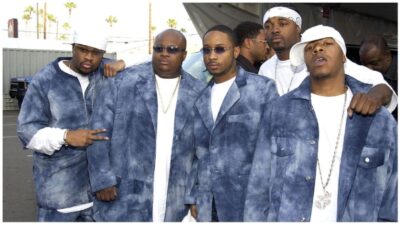 R&B group Dru Hill and Sisqo during The 30th Annual American Music Awards - Arrivals at Shrine Auditorium in Los Angeles, California, United States. (Photo by KMazur/WireImage)