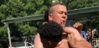 White man choking Black kid in South Africa - Twitter screenshot