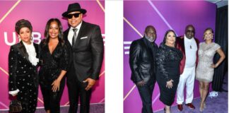 Simone Smith, Michelle Rice, LL Cool J, David and Tamela Mann, Bobby Brown and Alicia Etheredge-Brown ﻿attend the TV One Urban One Honors at The Eastern