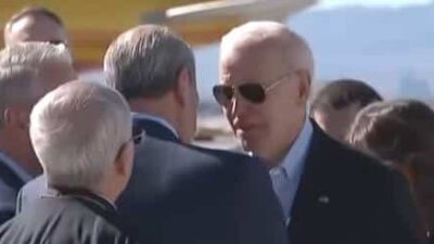 Biden at Border - greeting officials - screenshot