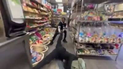 Store worker assaults customer.