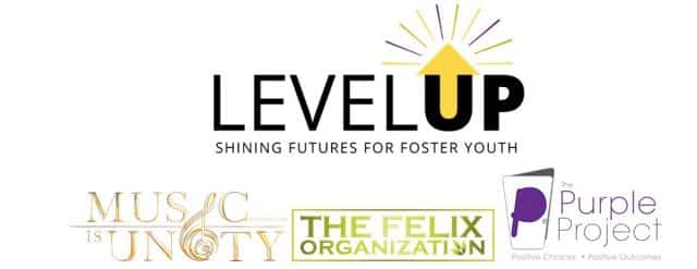 Level Up - Music is Unity - The Felix Org - The Purple Project - logos