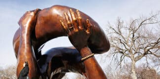 Boston, MA - January 10: Embrace, the Dr. Martin Luther King Jr. memorial sculpture at Boston Common. (Photo by Craig F. Walker/The Boston Globe via Getty Images)