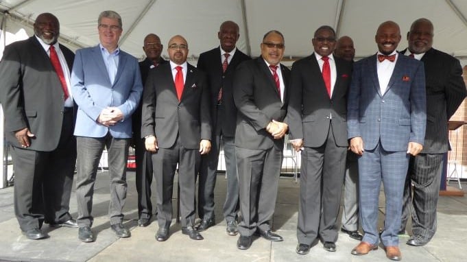 Pastor Robert Taylor, President Watts Area Ministers, Assemblyman Mike Gipson, Councilmember Tim McOsker and Watts Area Ministers