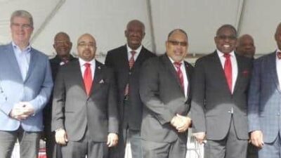 Pastor Robert Taylor, President Watts Area Ministers, Assemblyman Mike Gipson, Councilmember Tim McOsker and Watts Area Ministers / Photo Ricky Richardson