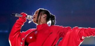 Rihanna performing at 2023 Super Bowl Halftime