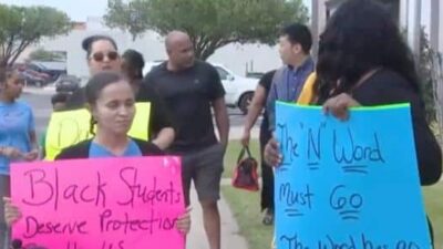 Grand Prairie Texas N-word protest - screenshot