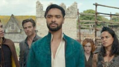 Justice Smith (Simon), Chris Pine (Edgin), Rege-Jean Page (Xenk), Sophia Lillis (Doric) and Michelle Rodriguez (Holga) from Paramount Pictures and eOne