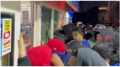 mob ransacks gas station