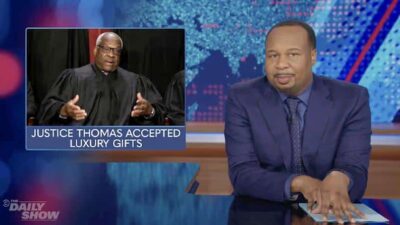 Roy Wood Jr (Clarence Thomas inset) - via The Daily Show-Comedy Central