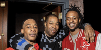 Busta Rhymes poses with sons in their Kappa Alpha Psi gear