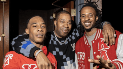 Busta Rhymes poses with sons in their Kappa Alpha Psi gear