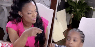 Kandi Burruss and son Ace Tucker on set of KFC commercial
