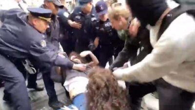 Jordon Neely protestors and NYPD - screenshot