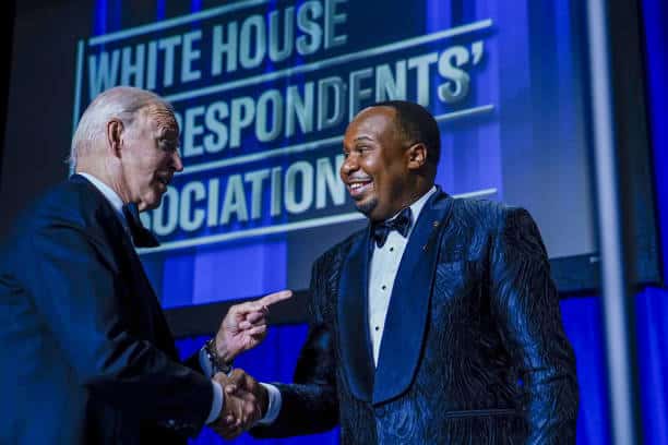 President Joe Biden and Roy Wood Jr.