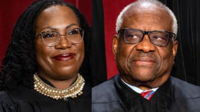 Justices Ketanji Brown and JacksonClarence Thomas (Eric Lee-Bloomberg-Getty Images)