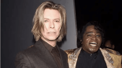 David Bowie & James Brown during 2000 VH1 Vogue Fashion Awards - Arrivals at Madison Square Garden in New York City, New York, United States. (Photo by KMazur/WireImage)