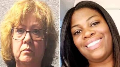 Susan Lorincz in her mugshot and slain mother Ajike &lsquo;AJ&rsquo; Owens