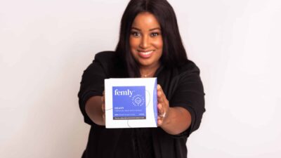 Arion Long holds a box from her Femly line to the camera (Image: Arion Long)