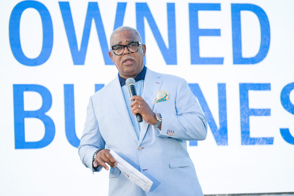 Bill Diggs addresses audience during last year's Black Business Month launch.