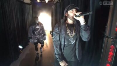 Eminem walking out with Terence Crawford