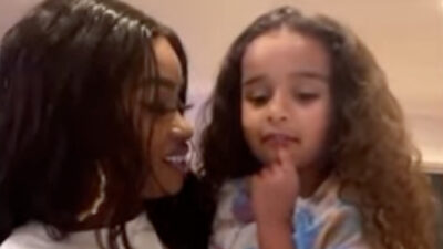 Tokyo Toni holds her granddaughter Dream Kardashian as they address Amazon's Alexa virtual assistant (TikTok)