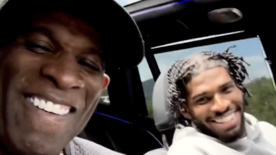 Deion Sanders and his Son Shedeur film video in the latter's new Maybach