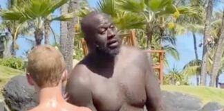 Shaquille O'Neal pretends to drown while kids rush to save him at a Hawaiian resort (screenshot of TikTok by Daniel Chavez)