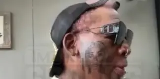 Dennis Rodman shows off face tattoo