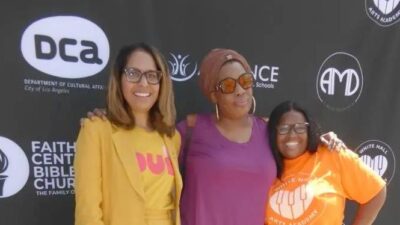 Congresswoman Sydney Kamlager Dove, Macy Gray and Tanisha Hall - Photo Credit, Ricky Richardson