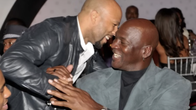 Common greets Michael Jordan in a photo featured in Men's Health on YouTube