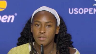 Coco Gauff at press conference at US Open 2023