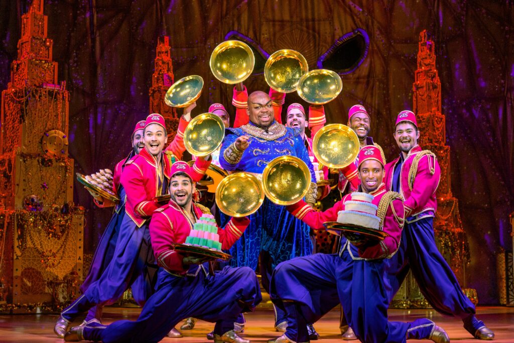 Disney Aladdin, the hit Broadway musical returns to the Hollywood Pantages for another spectacular run.&nbsp; Marcus M. Martin and company in 2023 tour of Disney's Aladdin. Photo: Deenvan Meer 